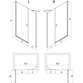 Sprchové dveře Mexen Mist-B s otočnými dveřmi 120 cm, průhledné, zlaté - 8A2-120-001-50-00