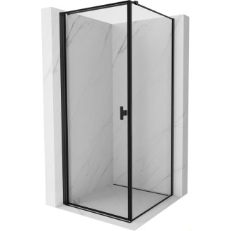 Mexen Mist-B sprchový kout s levým výklopným uzávěrem 90 x 90 cm, černý rám, černá - 8A2T-090-090-70-70-L