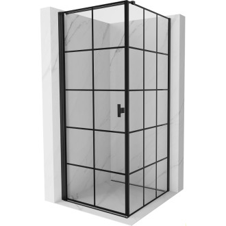 Mexen Mist-B sprchový kout s levým výklopným uzávěrem 70 x 70 cm, černý rošt, černá - 8A2T-070-070-70-77-L