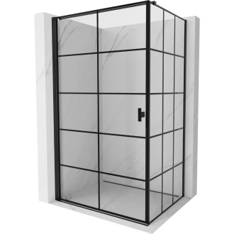 Mexen Mist-B sprchový kout s levým výklopným uzávěrem 100 x 110 cm, černý rošt, černá - 8A2T-100-110-70-77-L