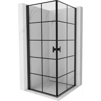 Mexen Mist-B Duo výklopný sprchový kout 90 x 90 cm, černý rošt, černá - 8A2-090L-090P-70-77