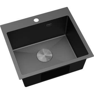 Jednodřezový ocelový dřez Mexen Solix 500 x 450 mm, černý - 6402501000-70