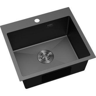 Jednodřezový ocelový dřez Mexen Solix 500 x 450 mm, černý - 6402501000-70