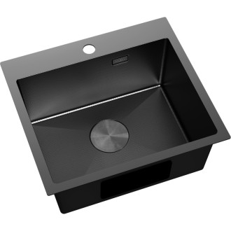 Jednodřezový ocelový dřez Mexen Solix 500 x 450 mm, černý HC - 6402501000-70HC