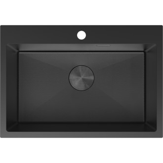 Jednodřezový ocelový dřez Mexen Solix 650 x 450 mm, černý HC - 6403651000-70HC