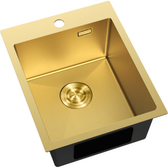 Jednodřezový ocelový dřez Mexen Solix 400 x 500 mm, zlatá HC - 6406401000-55HC