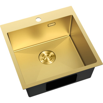 Jednodřezový ocelový dřez Mexen Solix 500 x 500 mm, zlatý - 6407501000-55