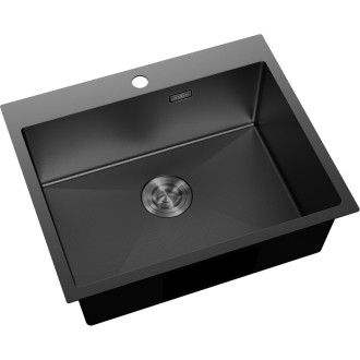 Jednodřezový ocelový dřez Mexen Solix 600 x 500 mm, černý HC - 6408601000-70HC