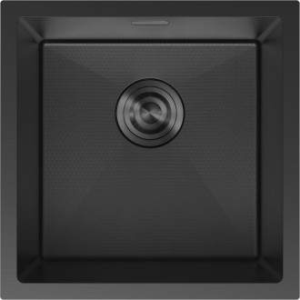 Jednodřezový ocelový dřez Mexen Trixo 440 x 440 mm, černý HC - 6413441000-70HC
