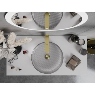 Skleněné umyvadlo Mexen Aura na desku 39 x 39 cm, šedé - 24013966