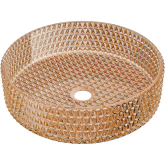 Skleněné umyvadlo Mexen Aura na desku 39 x 39 cm, růžové zlato - 24013968