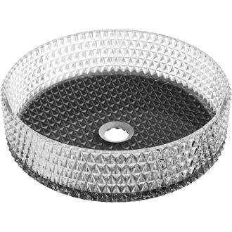 Skleněné umyvadlo Mexen Aura na desku 39 x 39 cm, průhledné/černé - 24013971