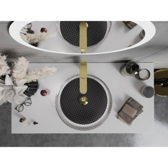 Skleněné umyvadlo Mexen Aura na desku 39 x 39 cm, průhledné/černé - 24013971