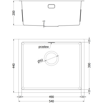 Mexen Trixo zlewozmywak stalowy 1-komorowy 540 x 440 mm, miedź - 6414541000-65
