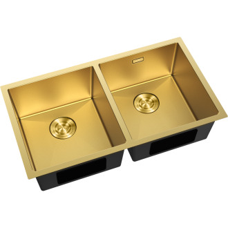 Mexen Binox ocelový dřez se 2 dřezy 800 x 450 mm, zlatá HC - 6421802000-55HC