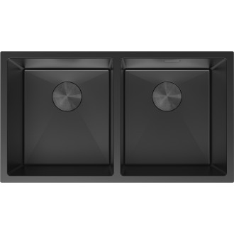 Mexen Binox ocelový dřez se 2 dřezy 800 x 450 mm, černý - 6421802000-70