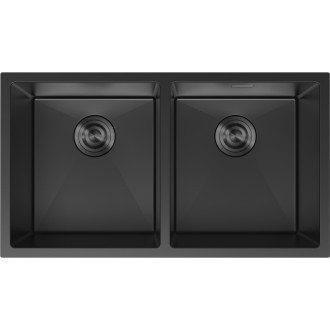 Mexen Binox ocelový dřez se 2 dřezy 800 x 450 mm, černý - 6421802000-70