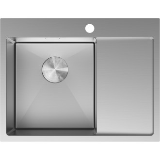 Jednodřezový ocelový dřez Mexen Exar s odkapávačem, levý, 620 x 480 mm, nerezová ocel - 6431621005L-01