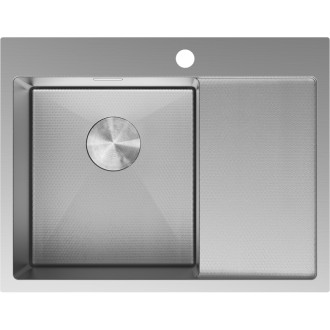 Jednodřezový ocelový dřez Mexen Exar s odkapávačem, levý, 620 x 480 mm, nerezová ocel HC - 6431621005L-01HC