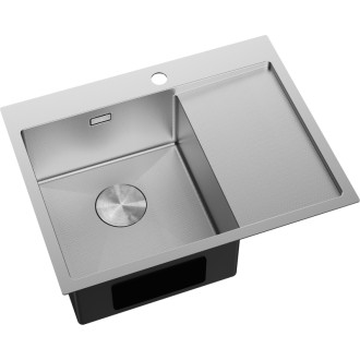 Jednodřezový ocelový dřez Mexen Exar s odkapávačem, levý, 620 x 480 mm, nerezová ocel HC - 6431621005L-01HC