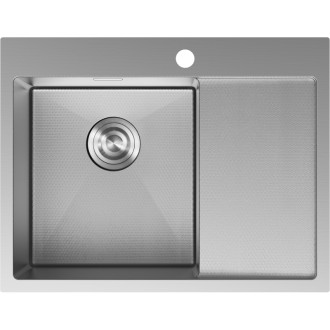 Jednodřezový ocelový dřez Mexen Exar s odkapávačem, levý, 620 x 480 mm, nerezová ocel HC - 6431621005L-01HC