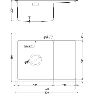 Jednodřezový ocelový dřez Mexen Exar s odkapávačem, levý, 620 x 480 mm, měděná HC - 6431621005L-65HC