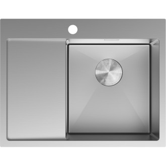 Jednodřezový ocelový dřez Mexen Exar s odkapávačem, pravý, 620 x 480 mm, nerezová ocel - 6432621005P-01