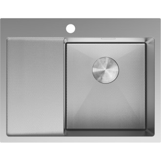 Jednodřezový ocelový dřez Mexen Exar s odkapávačem, pravý, 620 x 480 mm, nerezová ocel HC - 6432621005P-01HC
