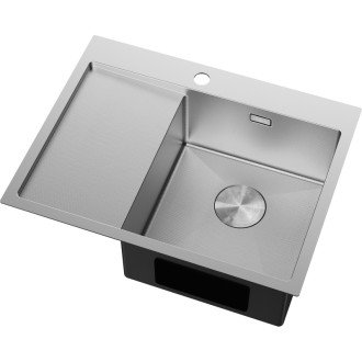 Jednodřezový ocelový dřez Mexen Exar s odkapávačem, pravý, 620 x 480 mm, nerezová ocel HC - 6432621005P-01HC