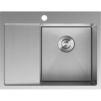 Jednodřezový ocelový dřez Mexen Exar s odkapávačem, pravý, 620 x 480 mm, nerezová ocel HC - 6432621005P-01HC