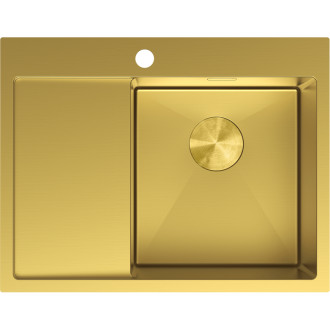 Jednodřezový ocelový dřez Mexen Exar s odkapávačem, pravý, 620 x 480 mm, zlatý - 6432621005P-55