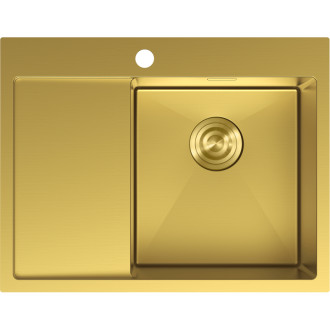 Jednodřezový ocelový dřez Mexen Exar s odkapávačem, pravý, 620 x 480 mm, zlatý - 6432621005P-55