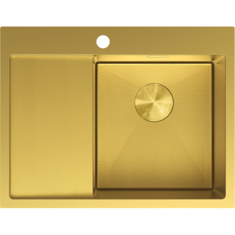 Jednodřezový ocelový dřez Mexen Exar s odkapávačem, pravý, 620 x 480 mm, zlatá HC - 6432621005P-55HC
