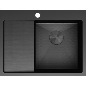 Mexen Exar ocelový dřez s jedním dřezem a odkapávačem, pravý, 620 x 480 mm, černý HC -6432621005P-70HC