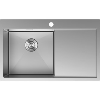 Jednodřezový ocelový dřez Mexen Exar s odkapávačem, levý, 780 x 480 mm, nerezová ocel - 6433781010L-01