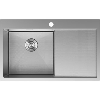 Jednodřezový ocelový dřez Mexen Exar s odkapávačem, levý, 780 x 480 mm, nerezová ocel HC - 6433781010L-01HC