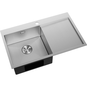 Jednodřezový ocelový dřez Mexen Exar s odkapávačem, levý, 780 x 480 mm, nerezová ocel HC - 6433781010L-01HC