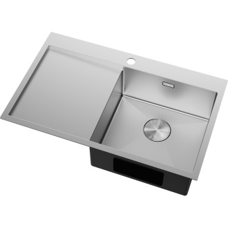 Jednodřezový ocelový dřez Mexen Exar s odkapávačem, pravý, 780 x 480 mm, nerezová ocel - 6434781010P-01