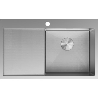 Jednodřezový ocelový dřez Mexen Exar s odkapávačem, pravý, 780 x 480 mm, nerezová ocel HC - 6434781010P-01HC