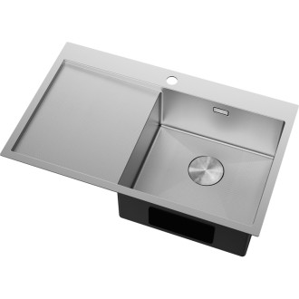 Jednodřezový ocelový dřez Mexen Exar s odkapávačem, pravý, 780 x 480 mm, nerezová ocel HC - 6434781010P-01HC