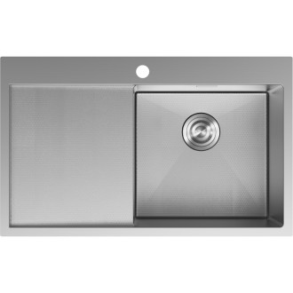 Jednodřezový ocelový dřez Mexen Exar s odkapávačem, pravý, 780 x 480 mm, nerezová ocel HC - 6434781010P-01HC