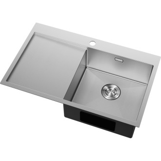 Jednodřezový ocelový dřez Mexen Exar s odkapávačem, pravý, 780 x 480 mm, nerezová ocel HC - 6434781010P-01HC