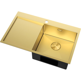 Jednodřezový ocelový dřez Mexen Exar s odkapávačem, pravý, 780 x 480 mm, zlatý - 6434781010P-55