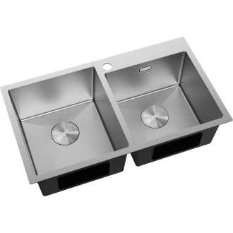 Mexen Xorin dvoudřezový ocelový dřez 780 x 450 mm, nerezová ocel - 6441782000-01