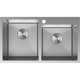 Mexen Xorin dvoudřezový ocelový dřez 780 x 450 mm, nerezová ocel - 6441782000-01