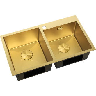 Mexen Xorin ocelový dřez se 2 dřezy 780 x 450 mm, zlatá HC - 6441782000-55HC