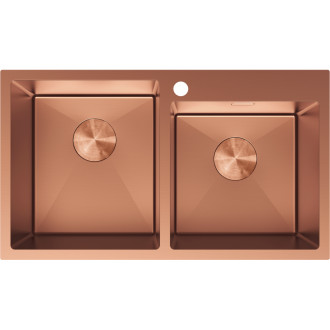 Mexen Xorin dvoudřezový ocelový dřez 780 x 450 mm, měď - 6441782000-65