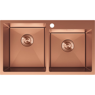 Mexen Xorin dvoudřezový ocelový dřez 780 x 450 mm, měď - 6441782000-65