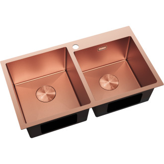 Mexen Xorin ocelový dřez se 2 dřezy 780 x 450 mm, měděná HC - 6441782000-65HC