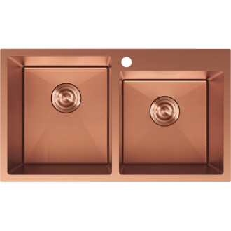 Mexen Xorin ocelový dřez se 2 dřezy 780 x 450 mm, měděná HC - 6441782000-65HC